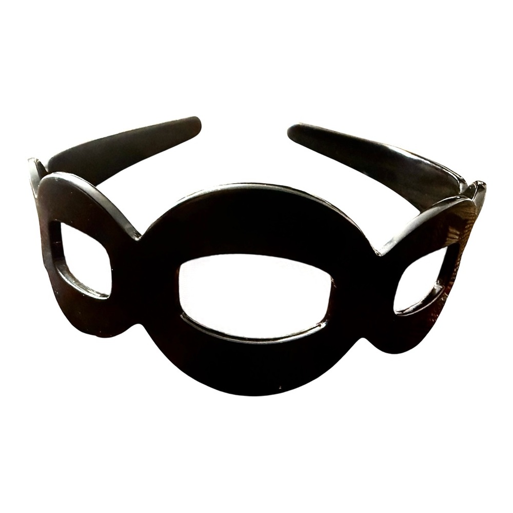 1970’s Vintage Jet Black French Headband with Cutouts, Unique Hair Accessories
